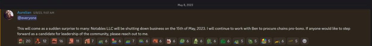 Screenshot of the May 8 2023 shutdown announcement